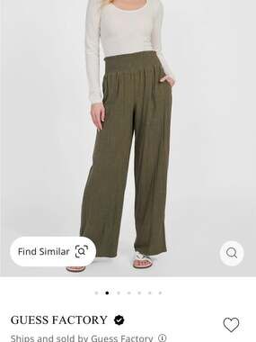 Guess Linen Blend Palazzo Wide-Leg Pants/ color is Dusty Oliver- Size S